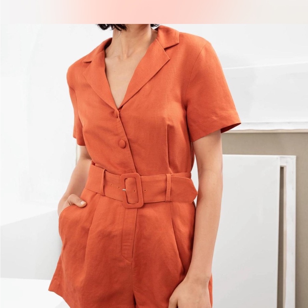 Women's Orange Belted Jumpsuit